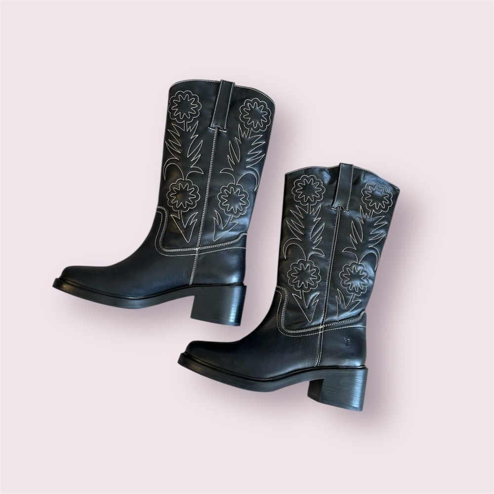 Frye Kate Deco Stitch Boots in Black
